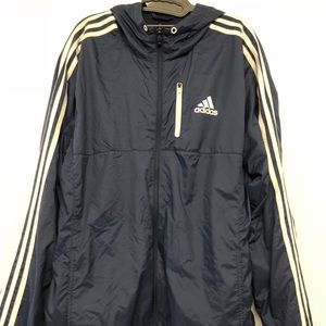 Adidas Full Zip Hoodie Navy Blue w/ Stripes (M)
